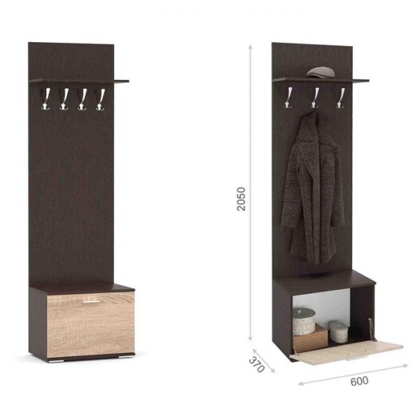 Прихожая «Виола», стеллаж угловой, шкаф, шкаф угловой, тумба, вешалка, комод и зеркало