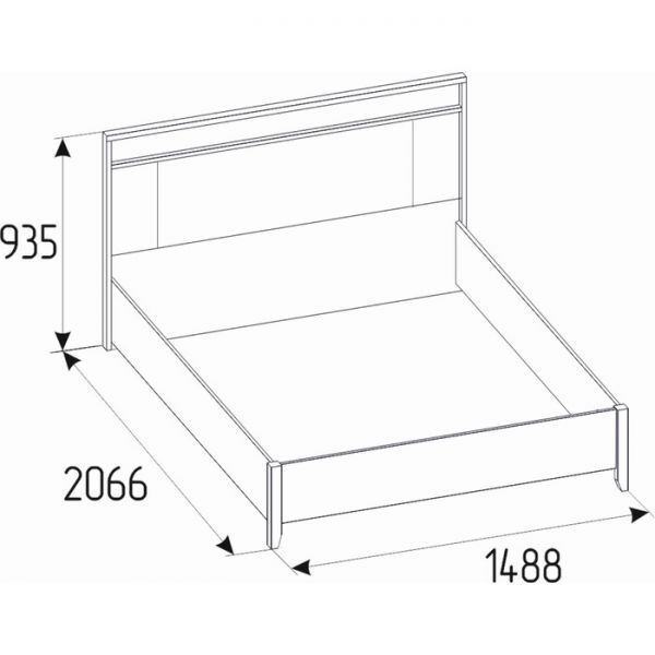 Кровать Люкс Nature 308, 1400 ? 2000 мм, без основания, цвет дуб табачный сraft / чёрный