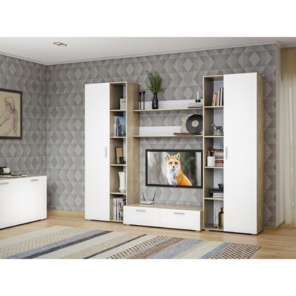 Шкаф навесной Токио, 1200х415х672, Дуб крафт серый/Белый премиум