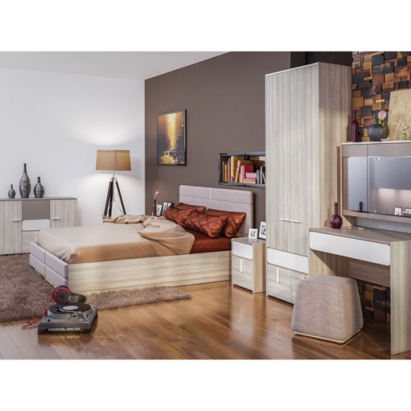 Кровать 1600х2000, ортопед с подъем.механизмом, Анкор светлый/Саванна латте