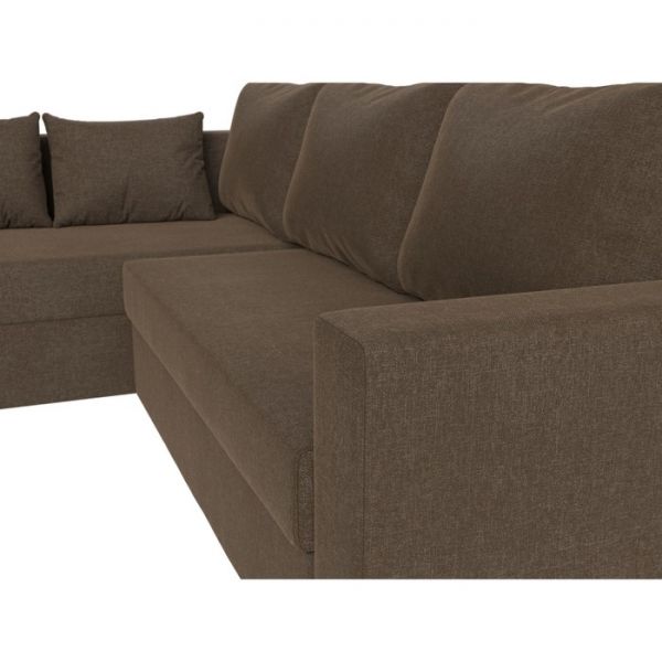 Угловой диван «Мансберг», механизм еврокнижка, угол левый, рогожка, цвет коричневый