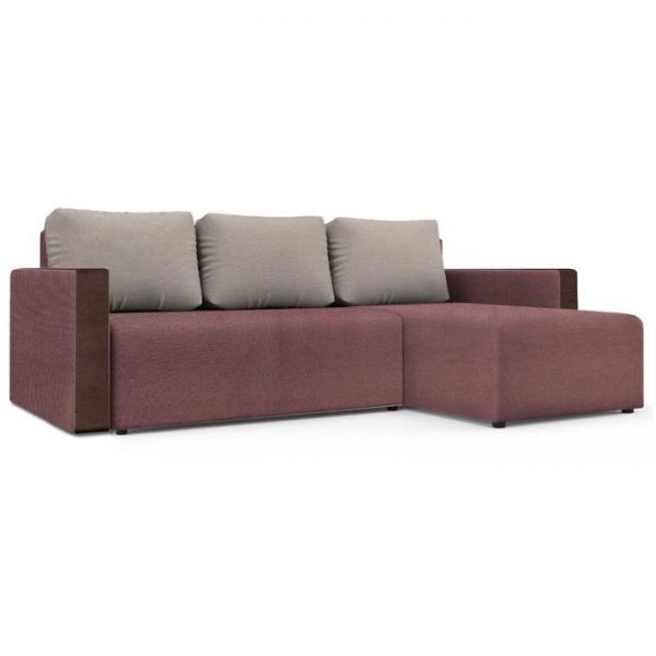 Угловой диван «Алиса 3», рогожка, цвет savana chocolate / savana camel / мarvel dark brown