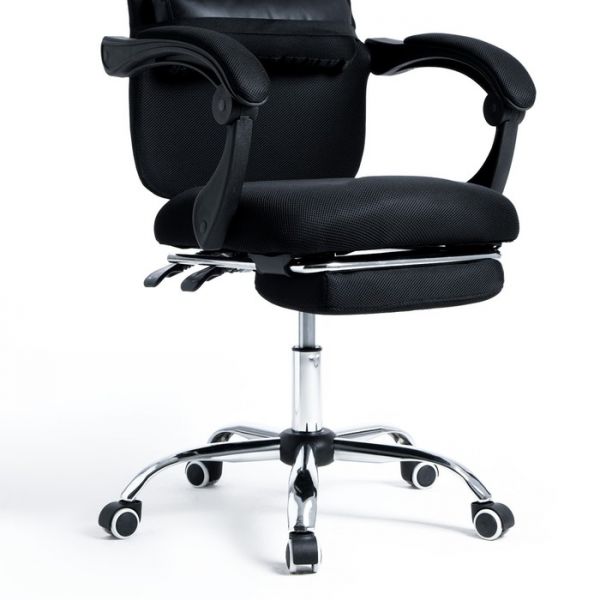 Кресло для оператора 818 черное, с подставкой для ног