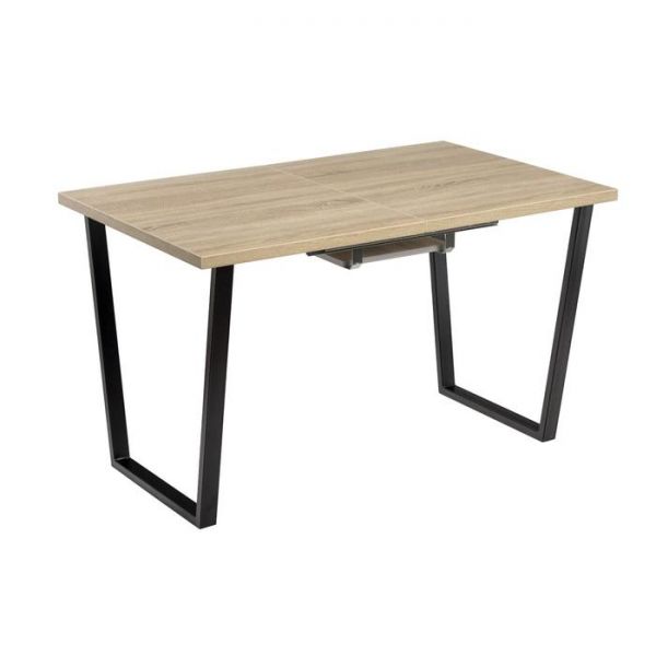 Стол АТЛАНТ-09 1620/2220*950х750 Дуб Бардалино серый/Опора АТЛАНТ-Черный матовый