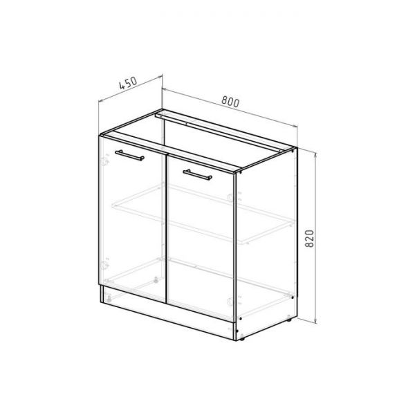 Шкаф напольный Сабрина 800х600х850 2 дверцы венге/дуб сонома/дуглас темный