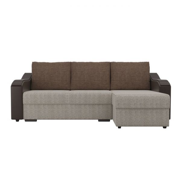 Угловой диван «Монако», механизм еврокнижка, рогожка, цвет бежевый / коричневый
