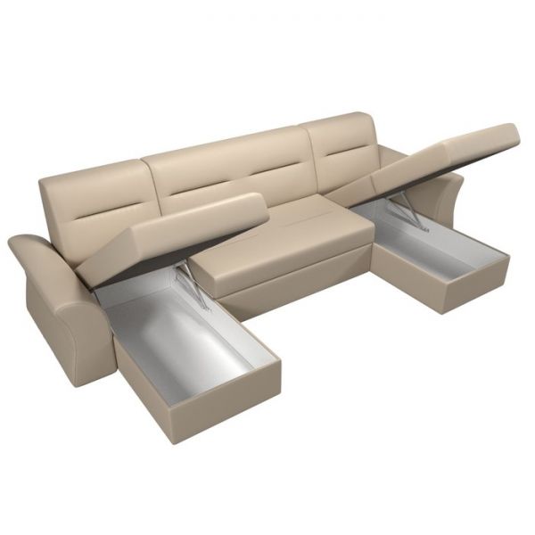 П-образный диван «Клайд», механизм дельфин, экокожа, цвет бежевый