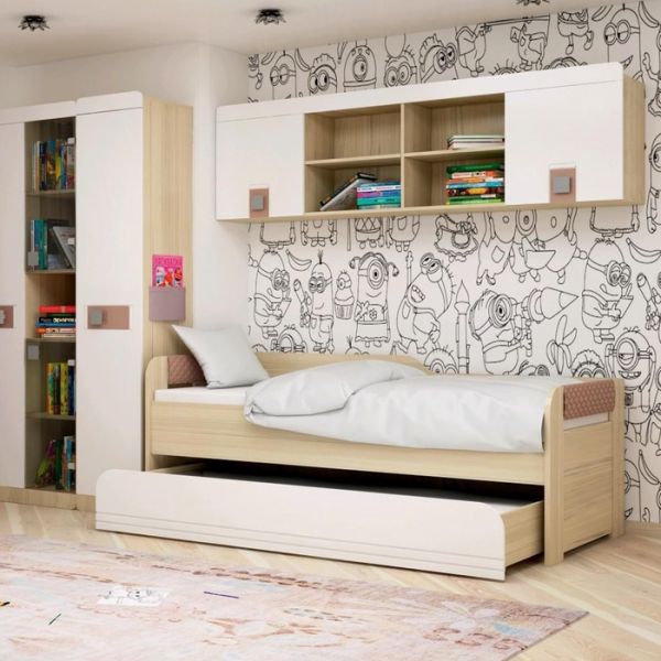 Кровать 2-х уровневая «Стиль 900.1», 1900 ? 900 мм, 1800 ? 800 мм, цвет туя светлая / лайм