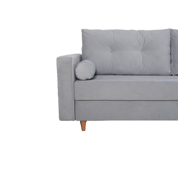 Прямой диван «Киото», механизм еврокнижка, велюр, цвет серый