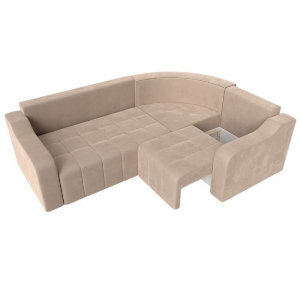 Угловой диван «Кембридж», механизм еврокнижка, велюр, цвет бежевый