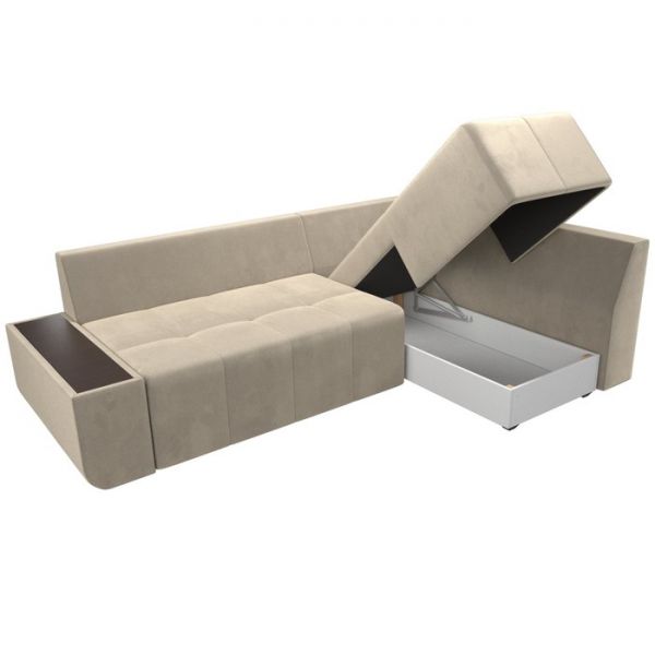 Угловой диван «Амадэус», правый угол, микровельвет, цвет бежевый