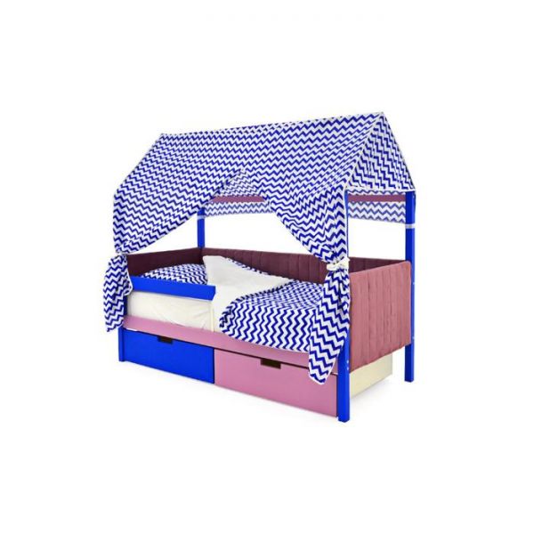 Детская кровать-домик мягкий Бельмарко  Svogen синий-лаванда