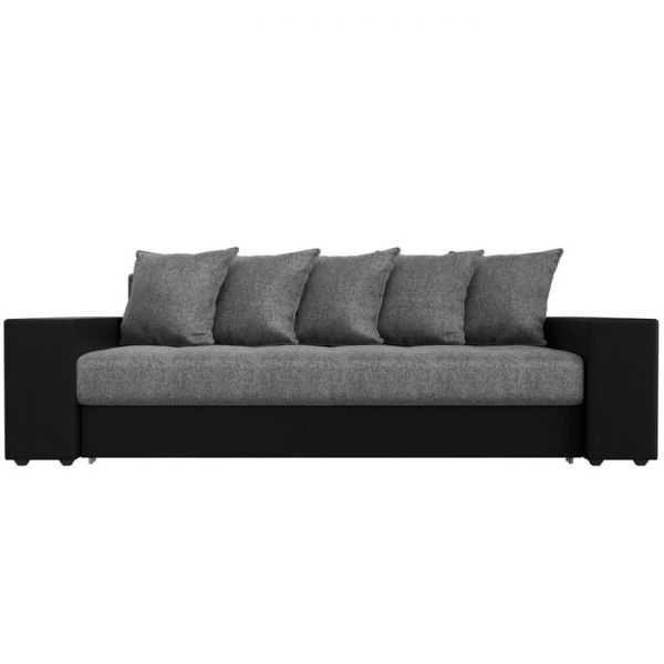 Диван прямой «Дубай», механизм еврокнижка, цвет серая рогожка / чёрная экокожа