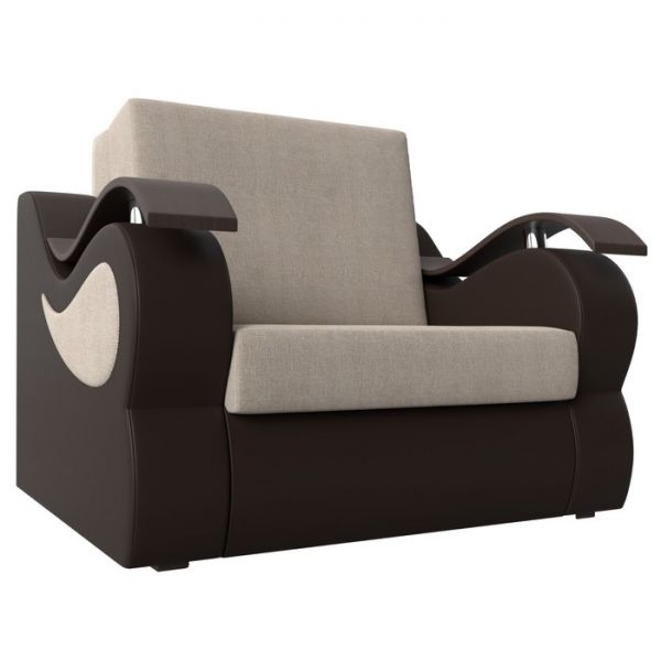 Кресло-кровать «Меркурий», механизм аккордеон, цвет рогожка корфу 02 / коричневый вельвет