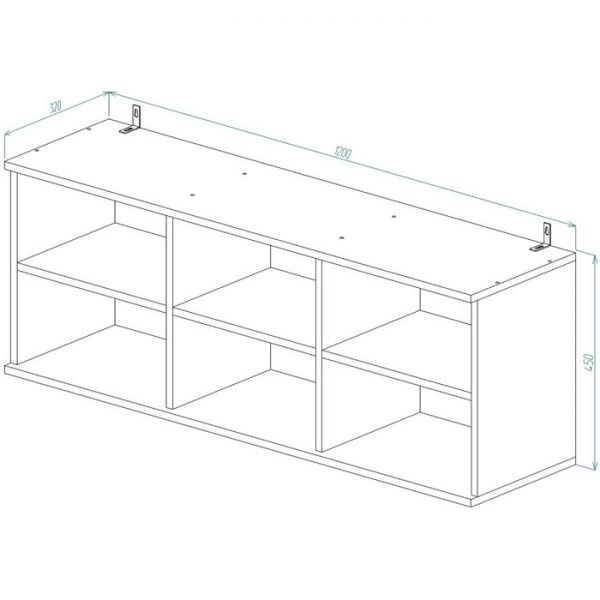 Полка навесная П-38 РИВЬЕРА 450х1200х320 Ясень Шимо Светлый