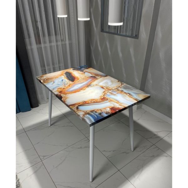 Обеденный стол «Конус 2», 1100(1500) ? 700 мм, опора редуцированная белая, цвет кварц