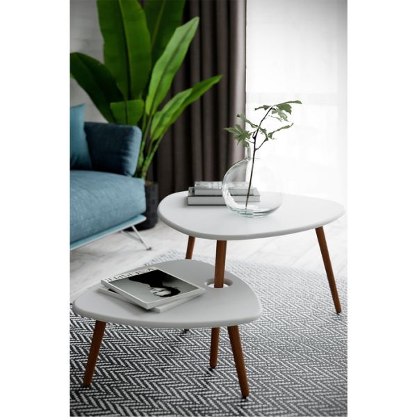 Комплект из двух журнальных столов «Стилгрей», 1200 ? 780 ? 455 мм, цвет белый