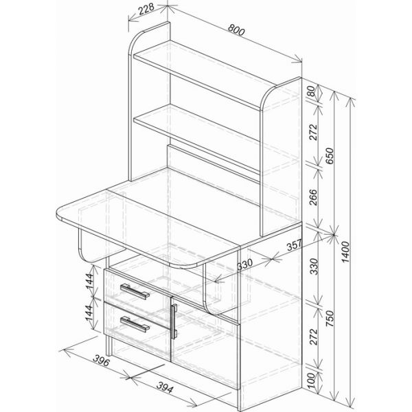 Компьютерный стол Рокки 800х372х1400 венге/лоредо