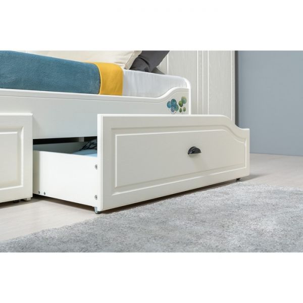 Кровать Роуз 11.38 с ящиками и основанием, 2040х857х971, Белый/ Ясень ваниль