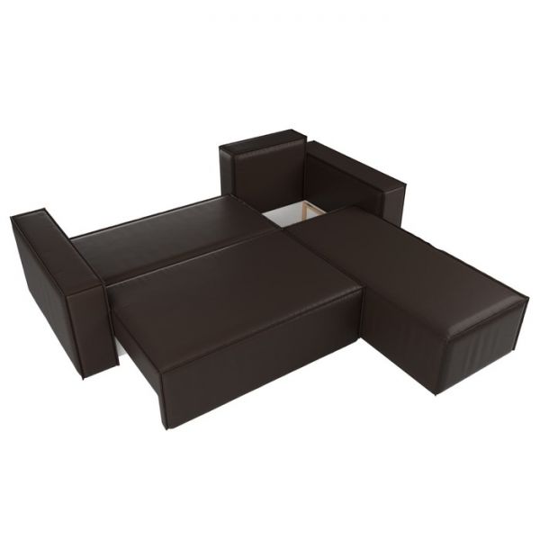 Угловой диван «Куба», механизм еврокнижка, экокожа, цвет бежевый