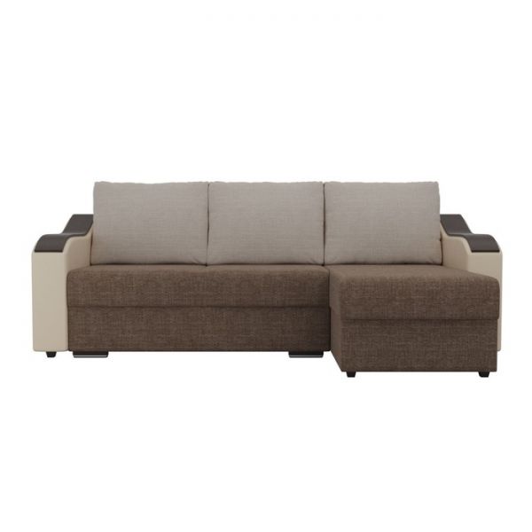 Угловой диван «Монако», механизм еврокнижка, рогожка, цвет бежевый / коричневый