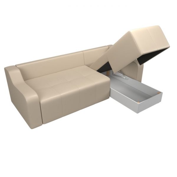 Угловой диван «Элида», правый угол, экокожа, цвет бежевый