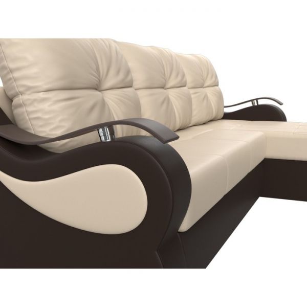 Угловой диван «Меркурий», механизм еврокнижка, экокожа, цвет бежевый коричневый