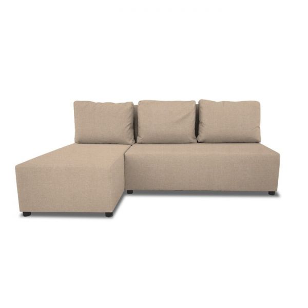 Угловой диван «Алиса», бельевой ящик, еврокнижка, рогожка, цвет savana grey / savana milk