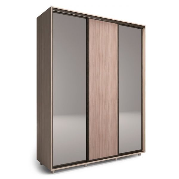 Шкаф-купе Удачный 2 зеркала 2070х600х2300 Венге Темный/Венге Светлый
