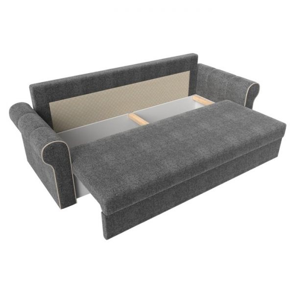 Прямой диван «Рейн», механизм еврокнижка, рогожка, цвет бежевый / кант коричневый