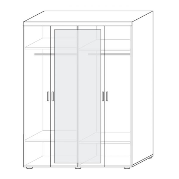 Спальный гарнитур Вега, Шкаф 4х ств, кровать 160*200, стол косметический, тумба прикроватная