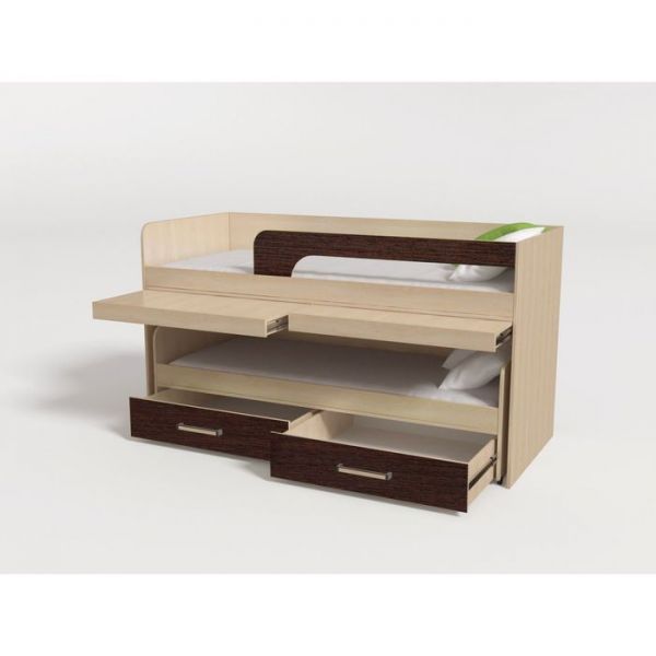 Кровать 2-х ярусная №16 1950х870х1100 дуб молочный/венге