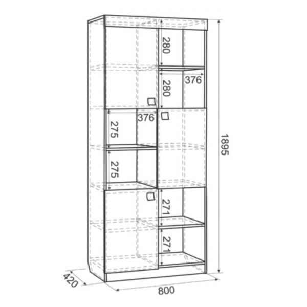 Стеллаж Энерджи, 800х420х1895, Дуб сонома/Белый