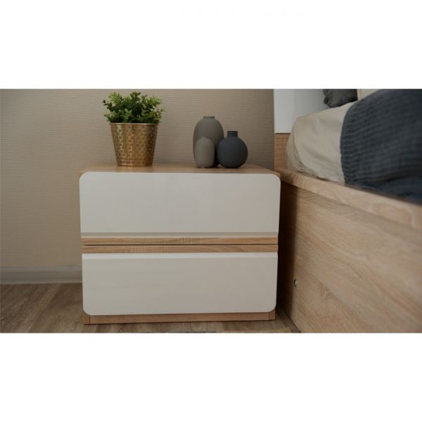 Тумба прикроватная «Дакота», 520 ? 408 ? 408 мм, цвет дуб сонома / белый глянец