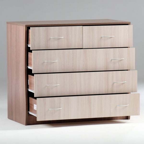 Комод 5 ящиков 900х480х800 Ясень шимо светлый/темный