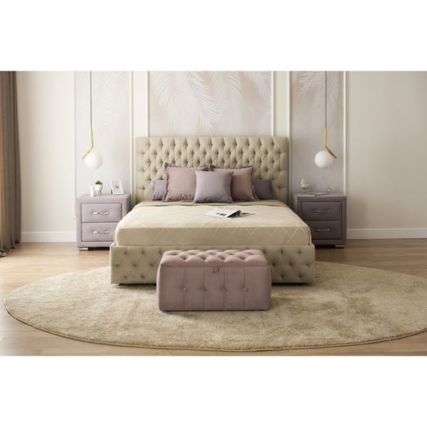 Кровать «Купол тысячелетия» с ПМ, 1400 ? 2000 мм, 1 ящик, велюр, цвет velutto 01