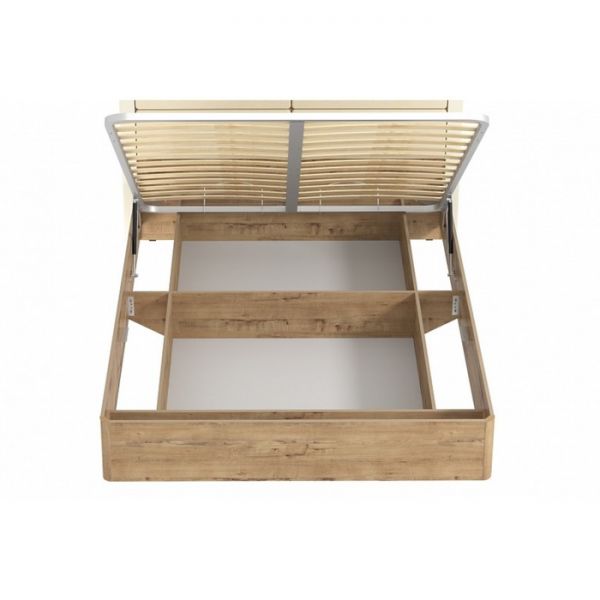 Кровать Livorno НМ 040.52-01 Х, 1800х2000, к/з Бум милк, 10 25 Софт Панакота, Дуб Бунратти