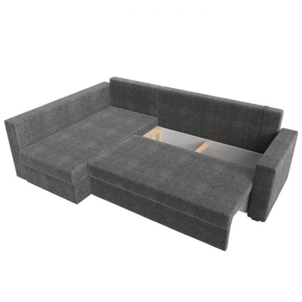 Угловой диван «Мансберг», механизм еврокнижка, угол левый, рогожка, цвет серый