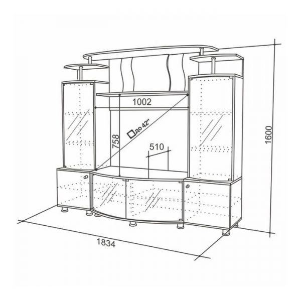 Мини-стенка "Зефир люкс", ясень шимо тёмный/крем