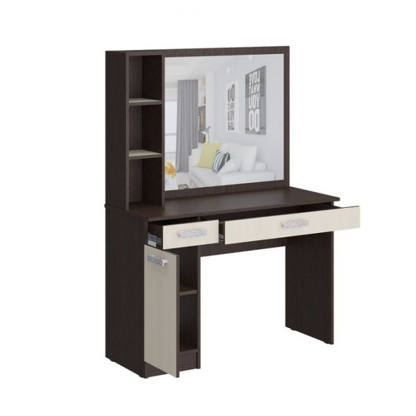 Стол туалетный с зеркалом «Уфимка», 1100 ? 450 ? 1504 мм, цвет венге / дуб молочный