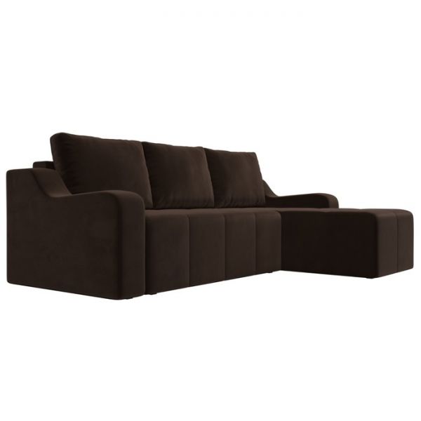 Угловой диван «Элида», правый угол, микровельвет, цвет бежевый