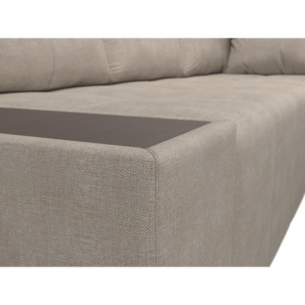 Угловой диван «Амадэус», правый угол, рогожка, цвет бежевый