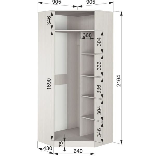 Шкаф угловой с зеркалом «Азалия 23», цвет бодега белая