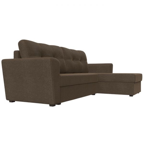 Угловой диван «Амстердам лайт», еврокнижка, правый угол, рогожка, цвет коричневый