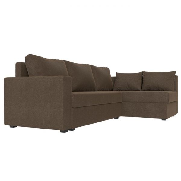 Угловой диван «Мансберг», механизм еврокнижка, угол левый, рогожка, цвет коричневый