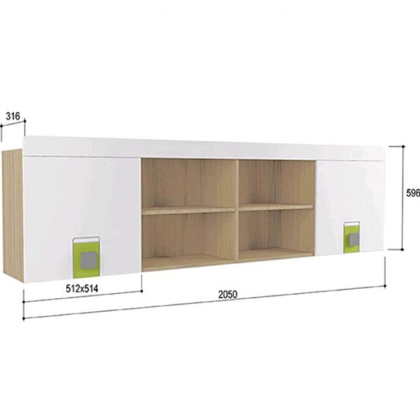 Полка навесная «Стиль 7.1», 2050 ? 316 ? 596 мм, цвет туя светлая / лайм