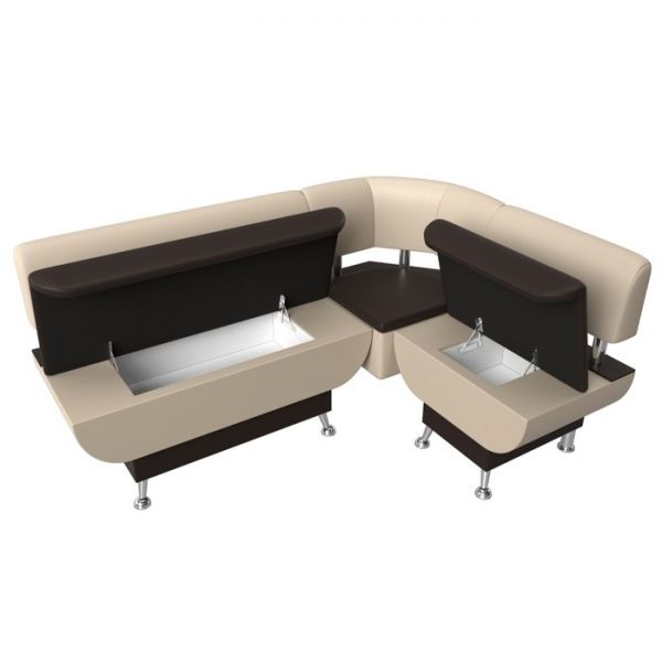 Кухонный угловой диван «Альфа», экокожа, цвет коричневый / бежевый