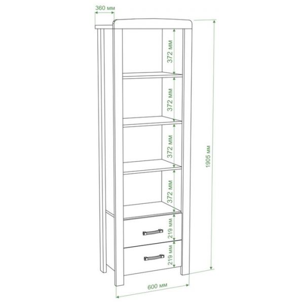 Витрина, 600 ? 360 ? 1910 мм, цвет карамель / белый