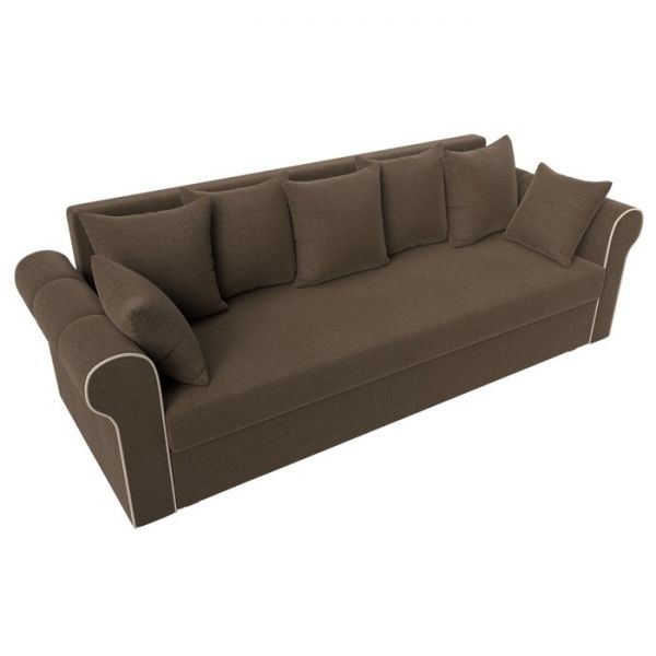 Прямой диван «Рейн», механизм еврокнижка, рогожка, цвет бежевый / кант коричневый