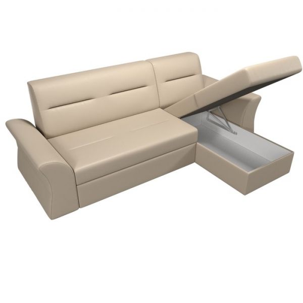 Угловой диван «Клайд», механизм дельфин, экокожа, цвет бежевый